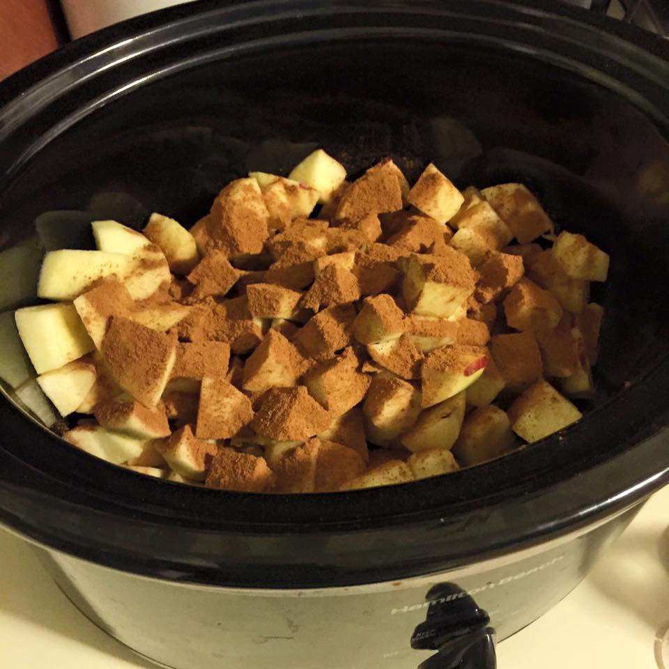 Apple Pieces in the Crockpot